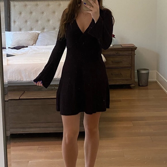 Express Dresses & Skirts - Express Black and Red Long Sleeve Sweater Dress